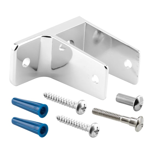 One Ear Wall Bracket, For 1-1/4 in. Panels, Zinc Alloy, Chrome Plated Finish (Single Pack)